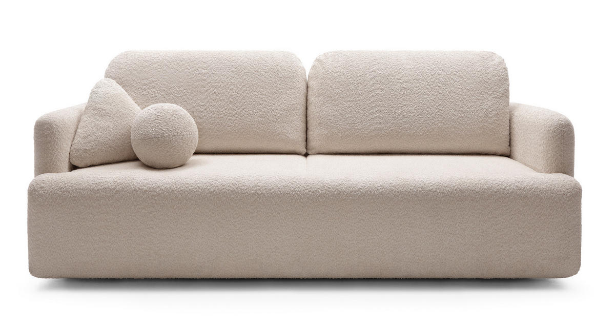 SCHLAFSOFA Lambina Beige Boucle - Beige/Schwarz, Kunststoff/Textil (227/92/104cm) - Selsey