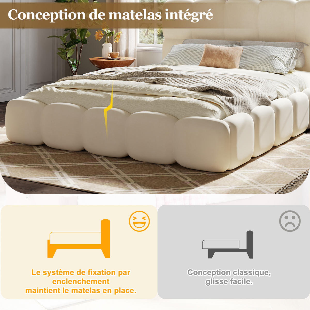 POLSTERBETT Beige Samt 180x200 Lattenrost gepolstertes Kopfteil - Beige, Textil (180/200cm) - FLIEKS