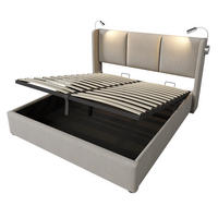 POLSTERBETT 140/200 cm Beige mit USB-Ladefunktion und Stauraum - Beige, Textil (140/200cm) - Oxeza