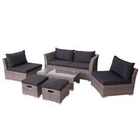 POLY-RATTAN GARNITUR Grau - Grau, Kunststoff - MCW