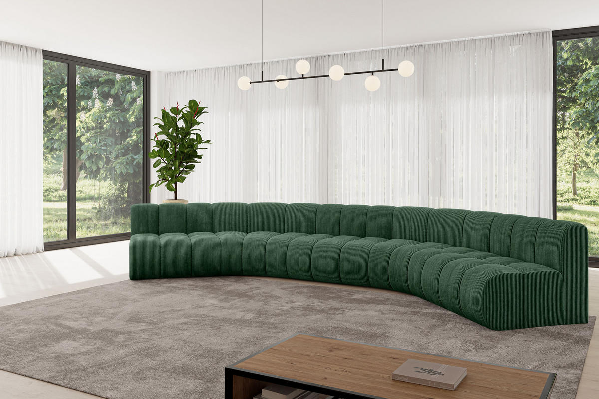 WOHNLANDSCHAFT modulares Sofa Montra-U1 - 490x174x70 cm Grün - Grün, Holzwerkstoff/Textil (490/70/174cm) - ALTDECOR