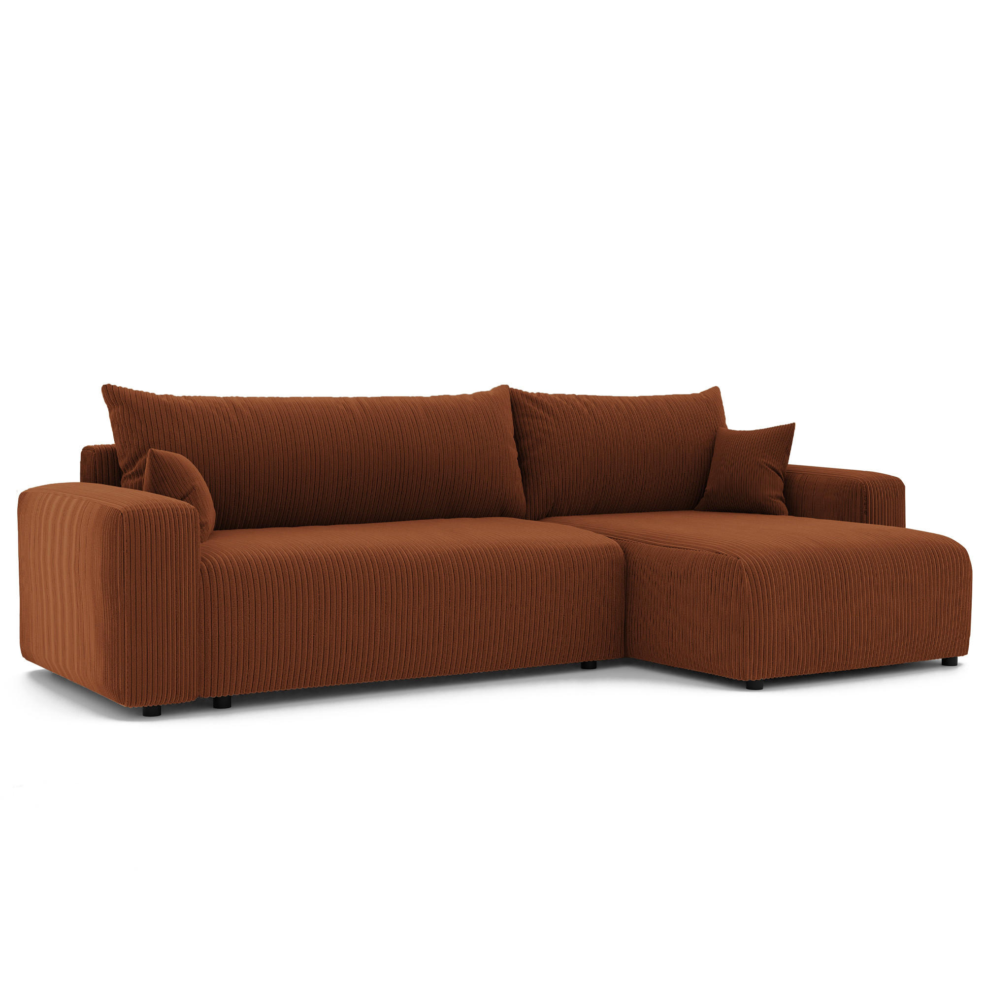 ECKSOFA mit Schlaffunktion und Bettkasten, Orange - Orange, Holzwerkstoff/Textil (145/278cm) - Idohome