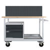 WERKBANK mobil Light Rhino mit Ablagefach, 3 Schubladen & Lochplatte 131x130x60cm 2 Lenkrollen Traglast 300kg Lichtgrau/Anthrazitgrau - Anthrazit, Holz (130/131/60cm) - PROREGAL