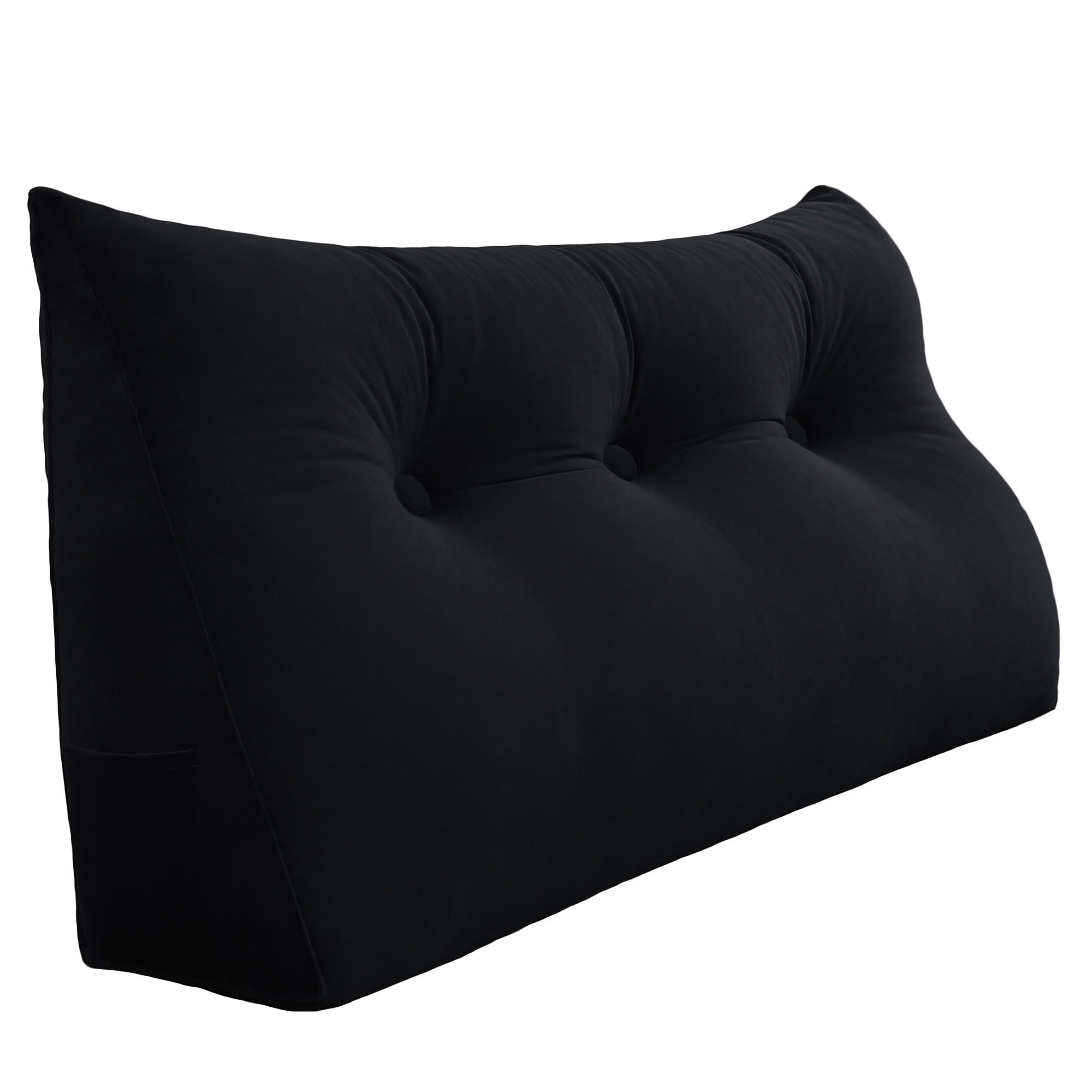 RÜCKENKISSEN für Bett Samt Schwarz 100 cm - Schwarz, Textil (50/100cm) - Vercart
