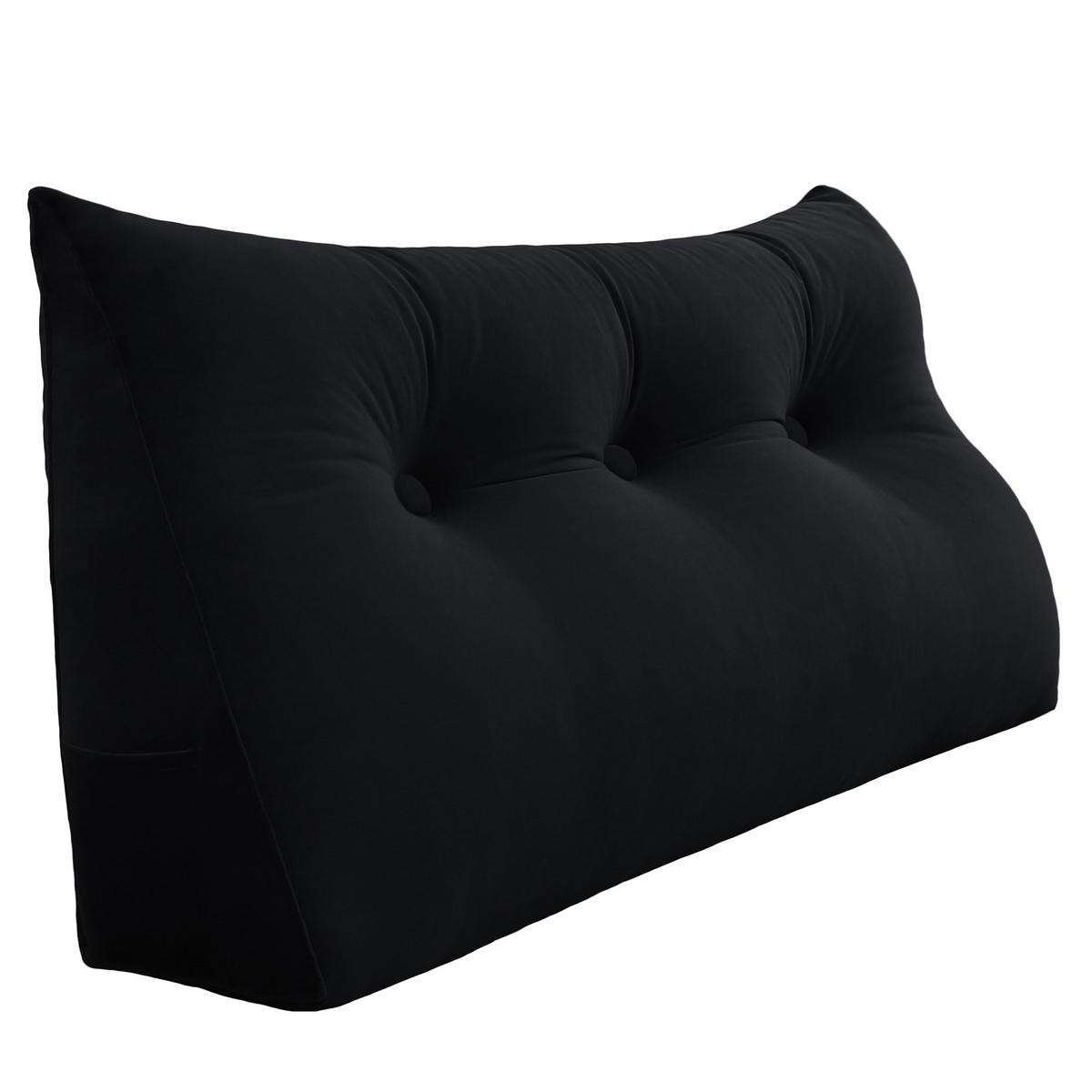 RÜCKENKISSEN für Bett Samt Schwarz 100 cm - Schwarz, Textil (50/100cm) - Vercart