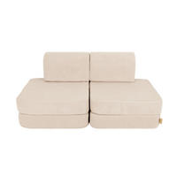 KINDERSOFA Pocket Basic modular 4-tlg. aus Slimcord in Beige - Ecru, Textil (120/25/60cm) - MeowBaby