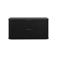 BADEZIMMERSCHRANK, Schwarz + Goldener Griff, 41,5 x 100 x 51,7 cm - Goldfarben/Schwarz, Holzwerkstoff/Kunststoff (100/51.7/41.5cm) - 3XE LIVING