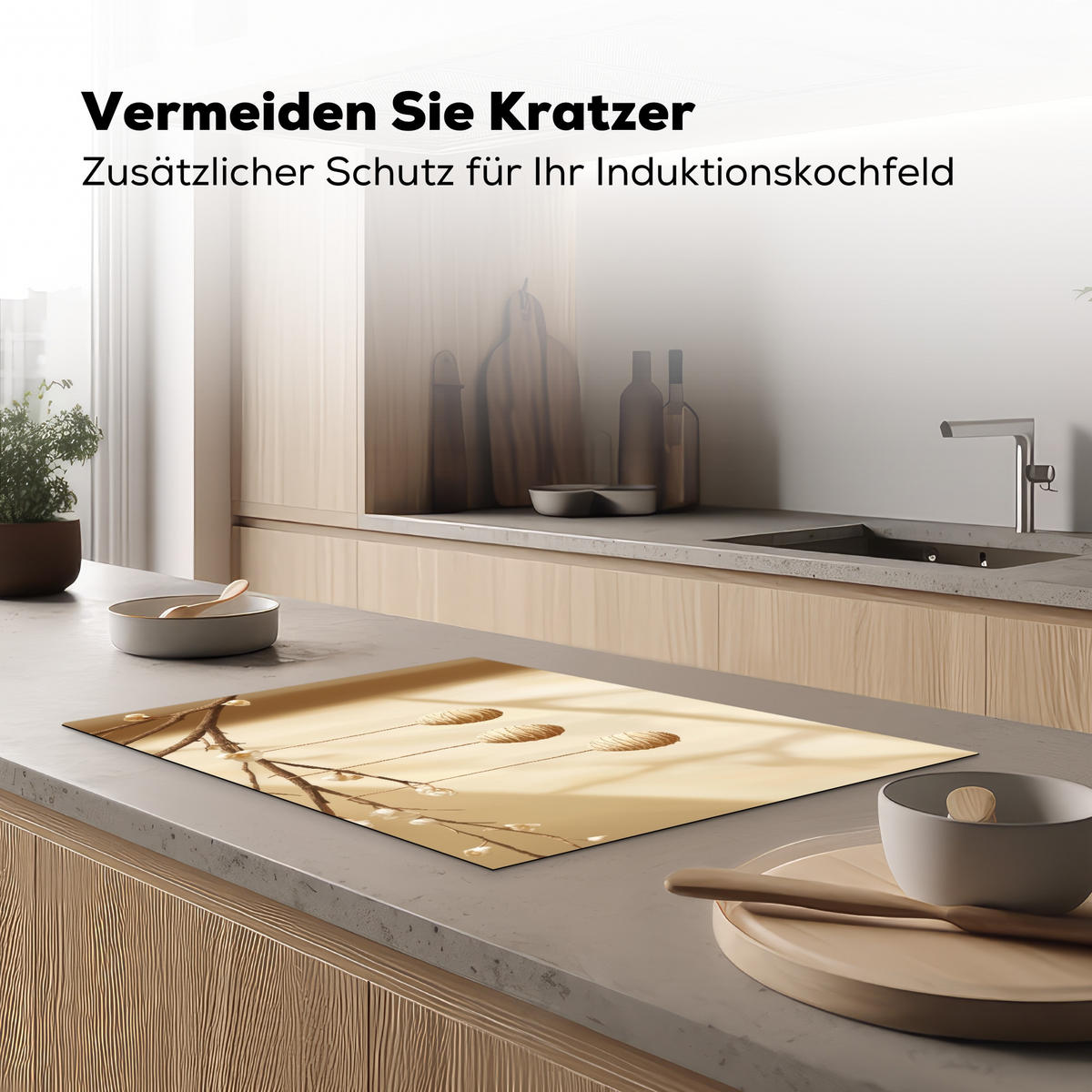 HERDABDECKPLATTE Beige - Osterkuchen - Eier Herdabdeckung Induktionsfeld 75x52 cm - Beige, Kunststoff (75/52/0.2cm) - MuchoWow