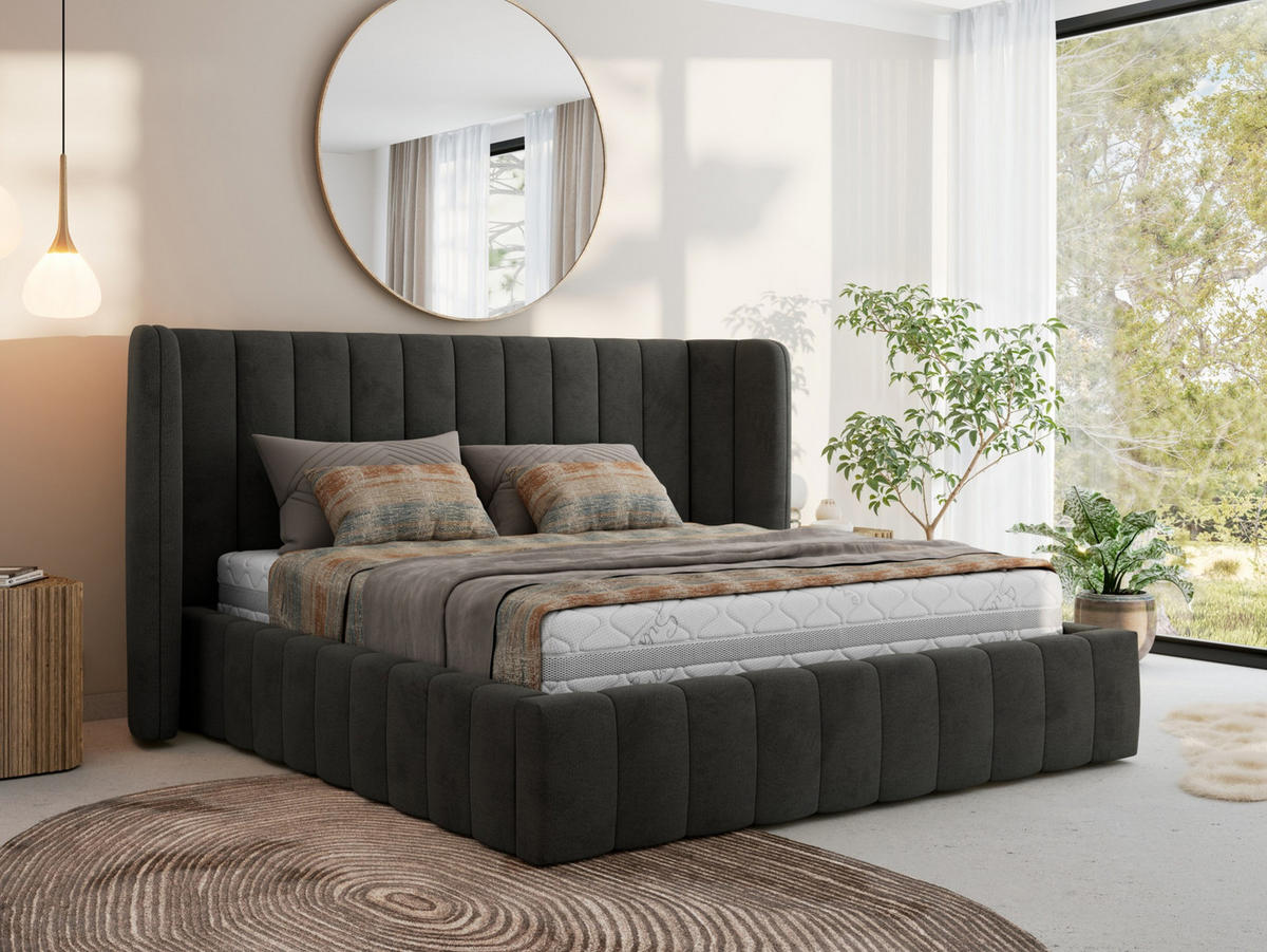 POLSTERBETT GOLETTA CLASSIC 180/200 - Dunkelgrau Velvet - Pocket-Matratze - Dunkelgrau, Textil (180/200cm) - MKS