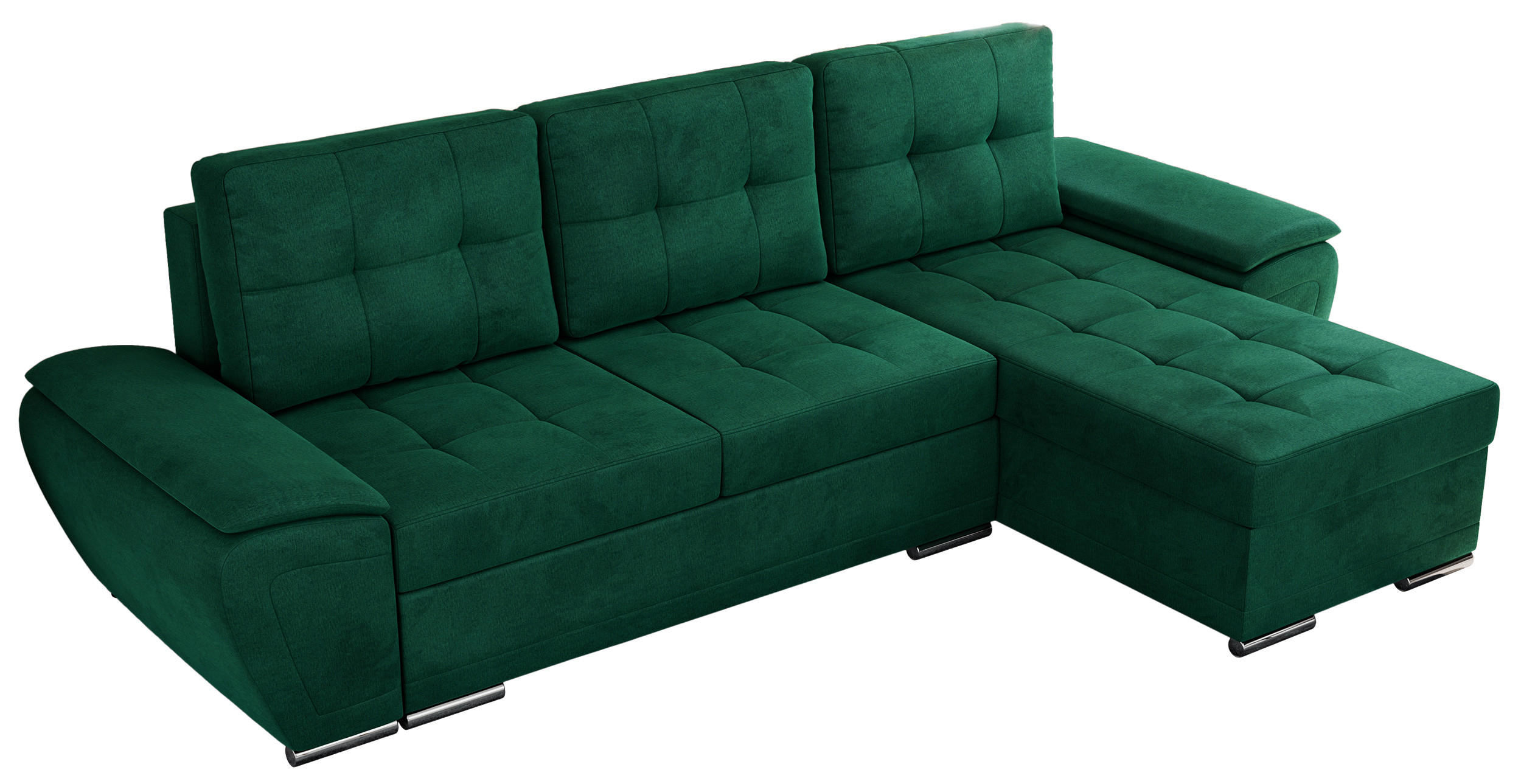 ECKSOFA UMBRIA L Dunkelgrün Velvet - Dunkelgrün/Grau, Textil (271/157cm) - MKS