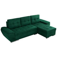 ECKSOFA UMBRIA L Dunkelgrün Velvet - Dunkelgrün/Grau, Textil (271/157cm) - MKS