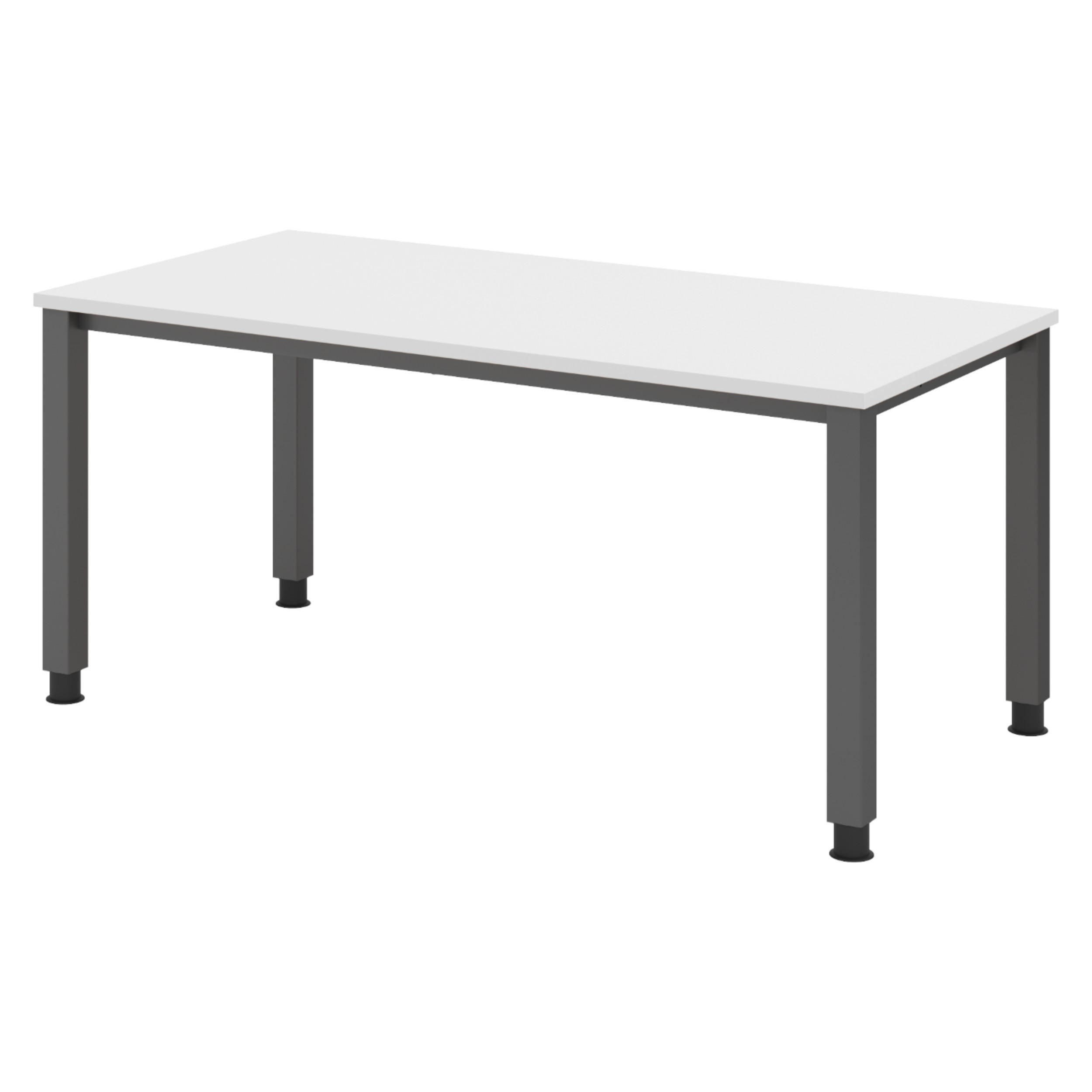 SCHREIBTISCH Serie-Q Gestell: Graphit 80/160/74 cm in Weiß - Weiß, Holzwerkstoff (80/160/74cm) - bümö
