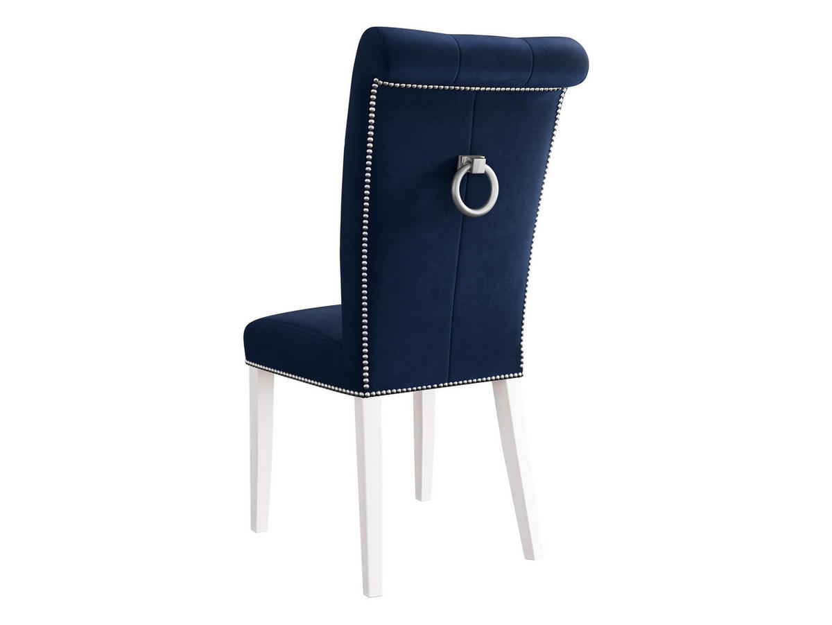 POLSTERSTUHL Christina, Holzfarbe: Weiß - Blau/Weiß, Holz/Textil (47/103/68cm) - MIRJAN24