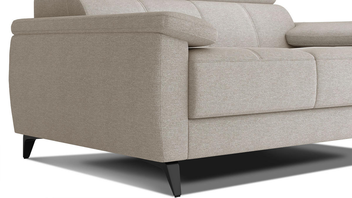 SOFA TAUNUS 2-Sitzer, beige - Beige/Schwarz, Holzwerkstoff/Textil (141/80/102cm) - Courtois Laville