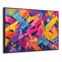 LEINWAND Bilder mit Rahmen - Abstrakt - Formen - Farbenfroh - 150x100 - Magenta, Textil (150/100cm) - MuchoWow