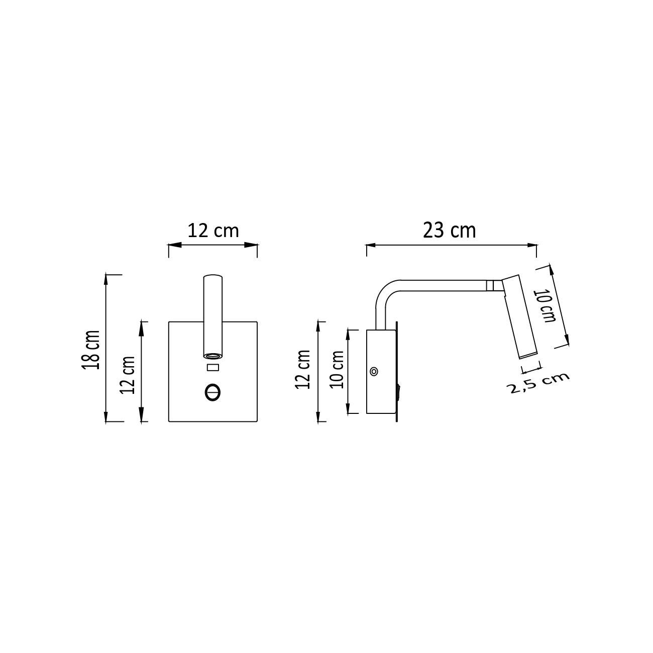 WANDLEUCHTE Miami, Schwarz, 12cm - Schwarz, Metall (23/12/12cm) - KOSILUM