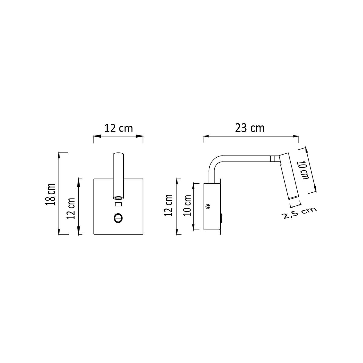 WANDLEUCHTE Miami, Schwarz, 12cm - Schwarz, Metall (23/12/12cm) - KOSILUM