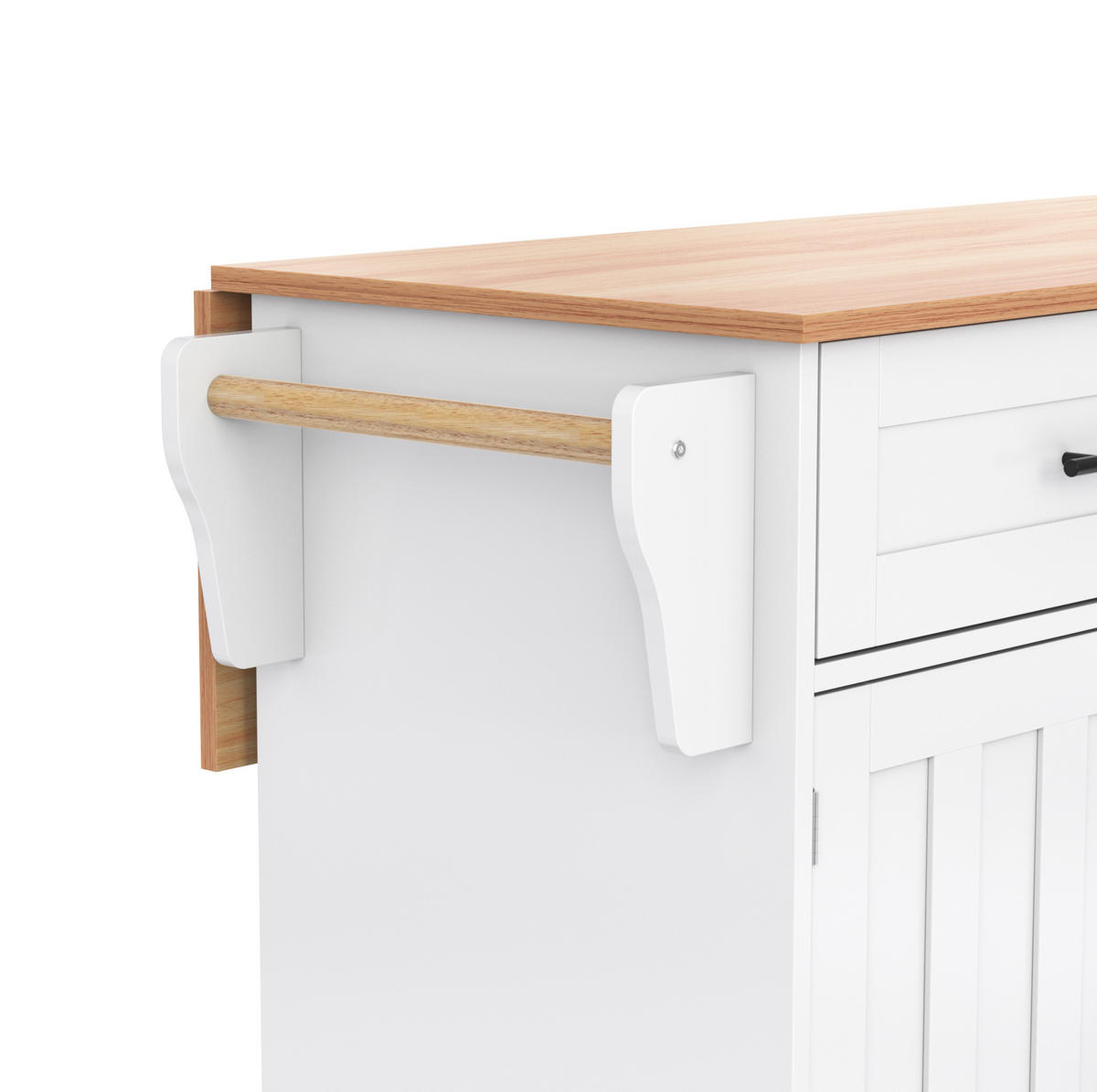 KÜCHENINSEL 129/71/91,5 cm Weiß aus MDF mit klappbarer Arbeitsplatte - Weiß, Holzwerkstoff (46/91.5/120cm) - OKMYHOME