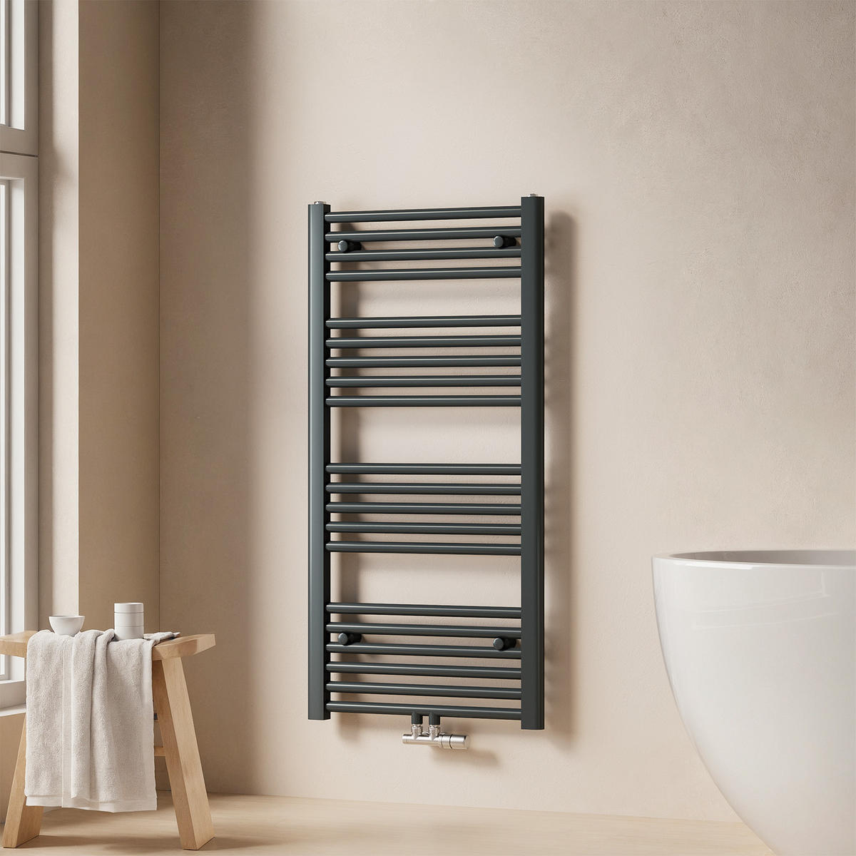 HEIZKÖRPER Handtuchheizkörper wasserführend 100/50/3 cm - Anthrazit, Metall (50/100/3cm) - EMKE