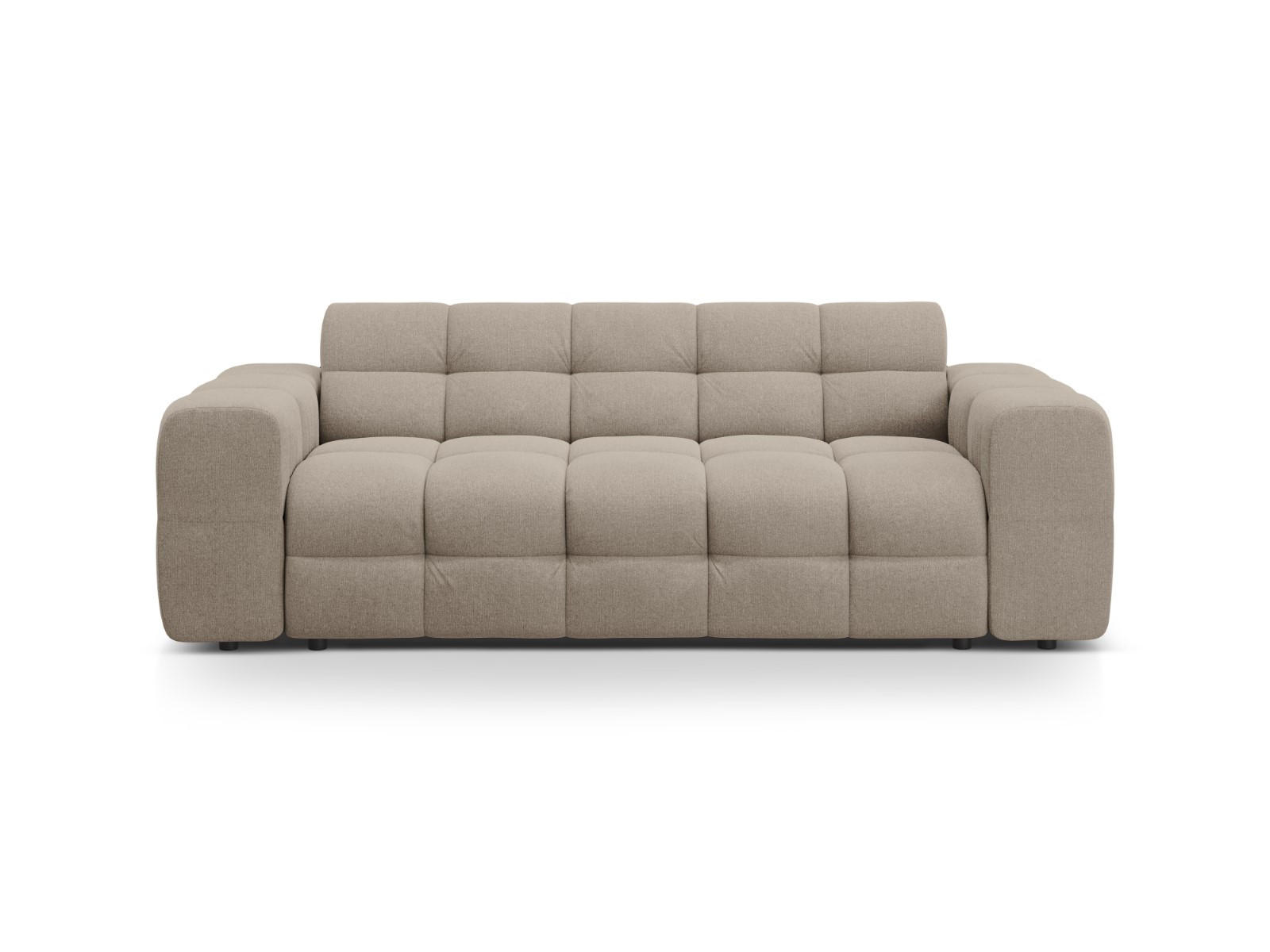 SOFA Kendal aus strukturiertem Stoff dunkelbeige 3 Sitzplätze - Mokka, Textil (103/79/222cm) - Micadoni