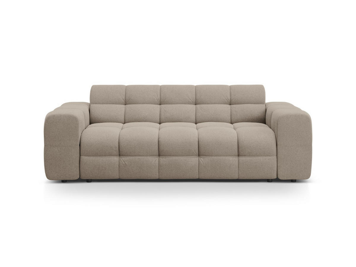 SOFA Kendal aus strukturiertem Stoff dunkelbeige 3 Sitzplätze - Mokka, Textil (103/79/222cm) - Micadoni