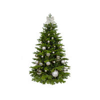 LAALU WEIHNACHTSBAUM geschmückt künstlich mit 73 Ornamenten SILVER CHRISTMAS II 210 cm Baum mit Ständer und Christbaumschmuck - Silberfarben/Grün, Kunststoff (210cm) - LAALU