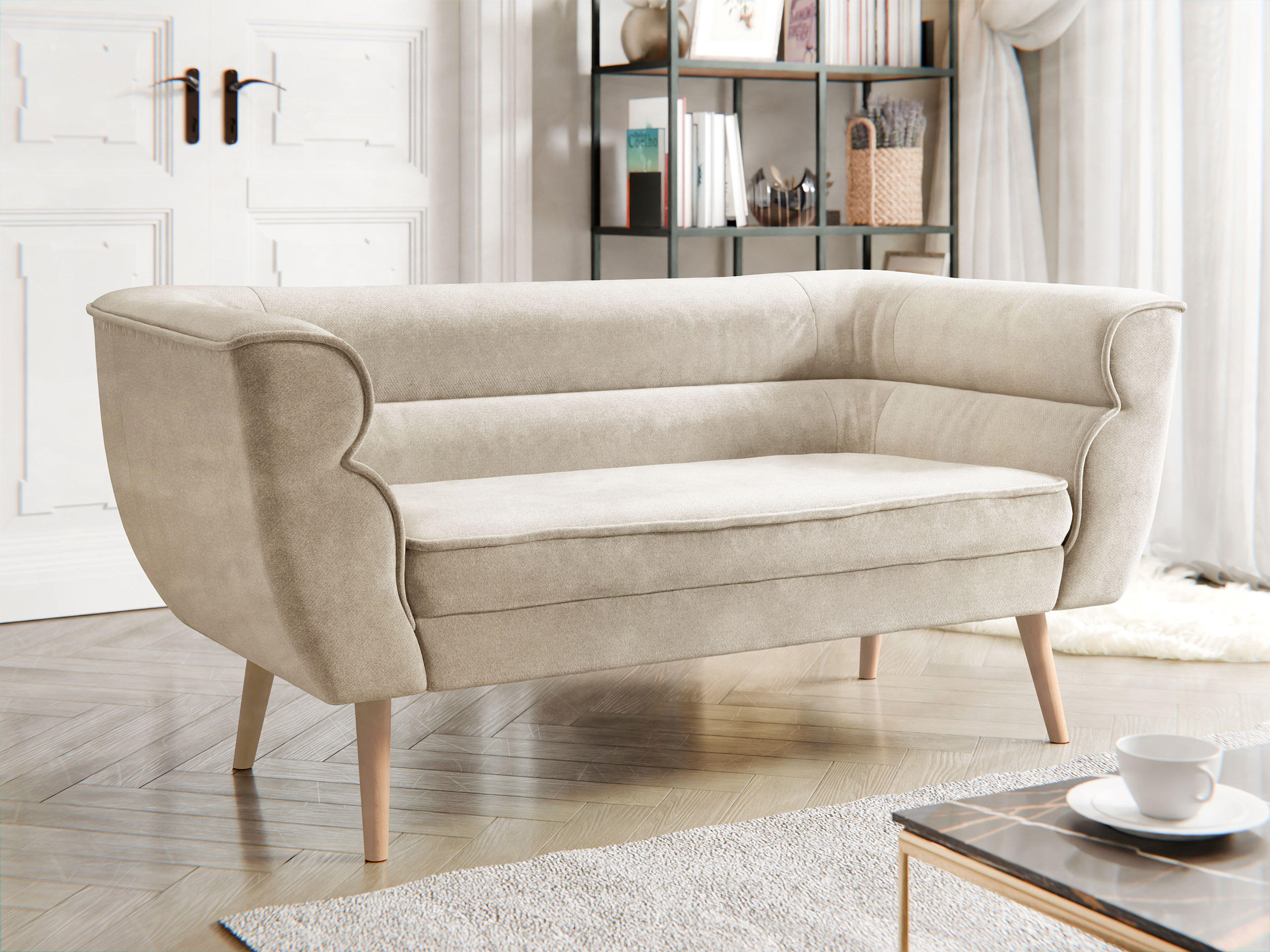 SOFA Bal 2 - Beige/Naturfarben, Holz/Textil (142/75/74cm) - MIRJAN24