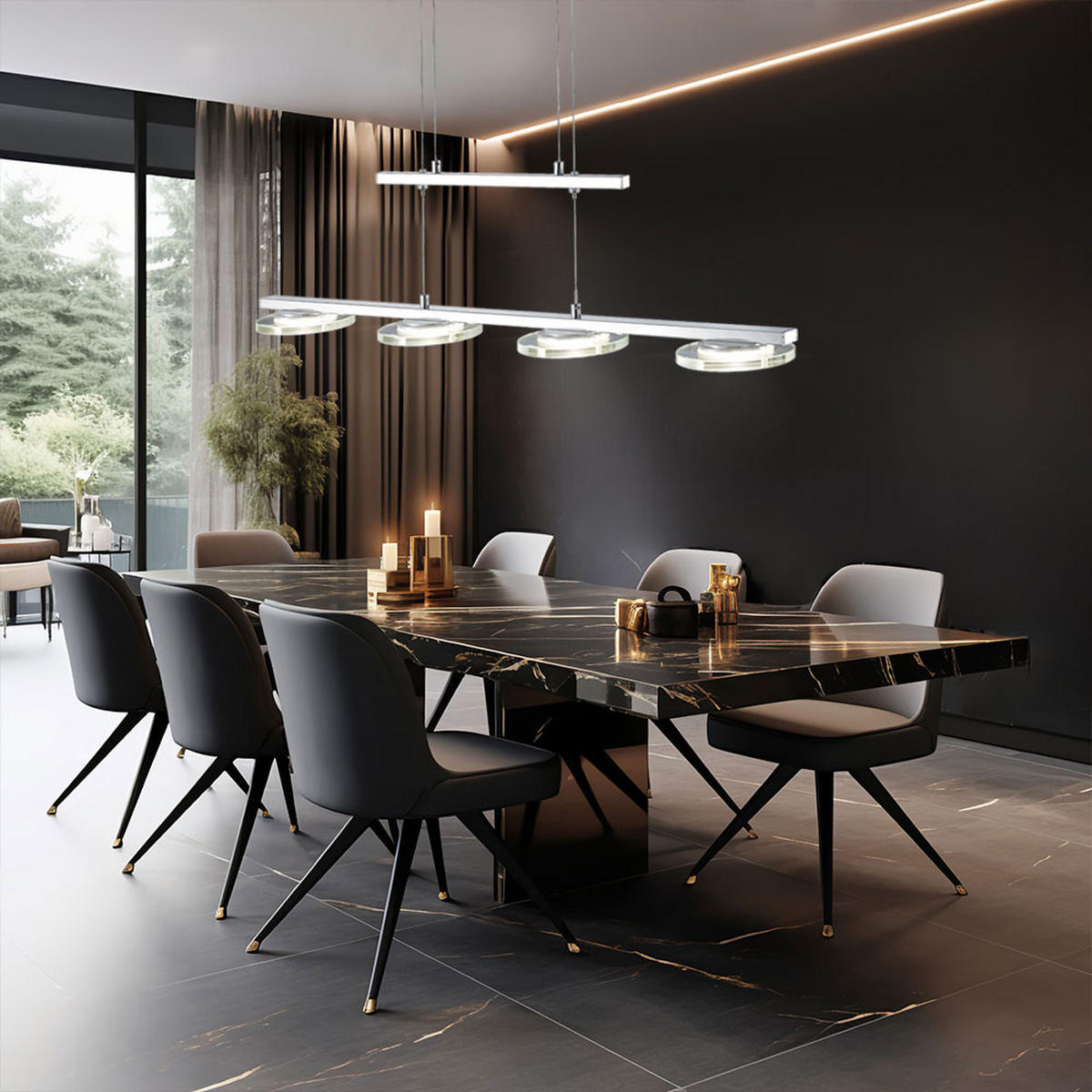 LED HÄNGELEUCHTE Metall Glas Silber - Silberfarben, Glas (13.5/21/120cm)