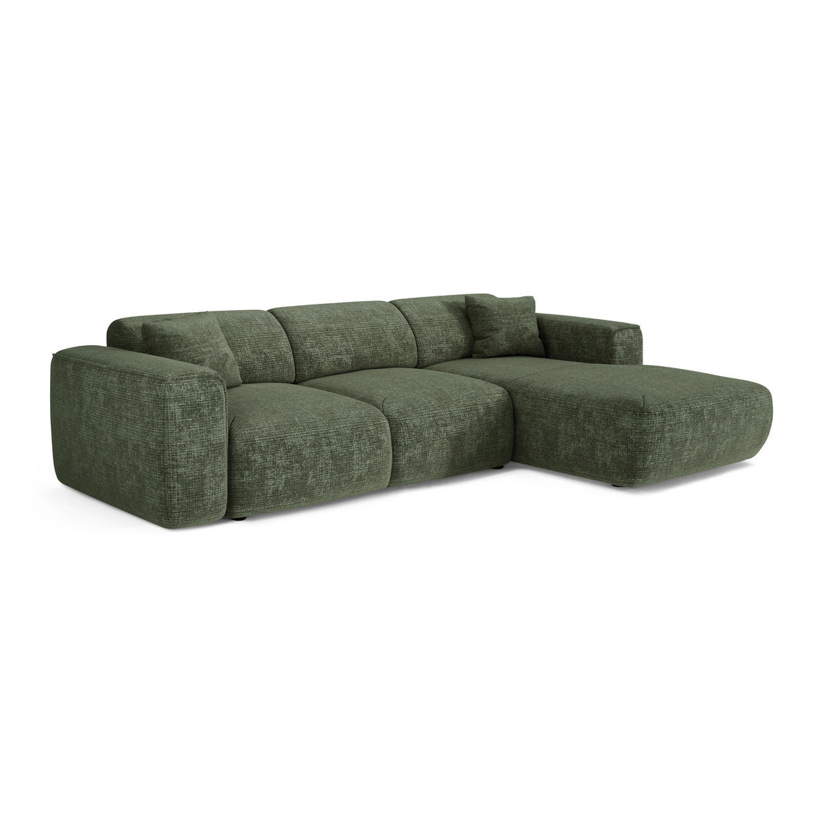 ECKSCHLAFSOFA Geprägter Samt Smaragdgrün 283cm - Smaragdgrün, Textil (283/180cm) - Sia Home