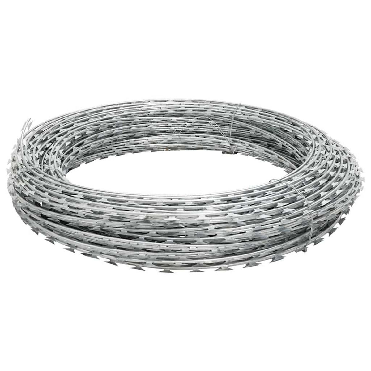 STACHELDRAHT Concertina Klingendraht Verzinkter Stahl 60 M - Silberfarben, Metall (6000cm) - vidaXL