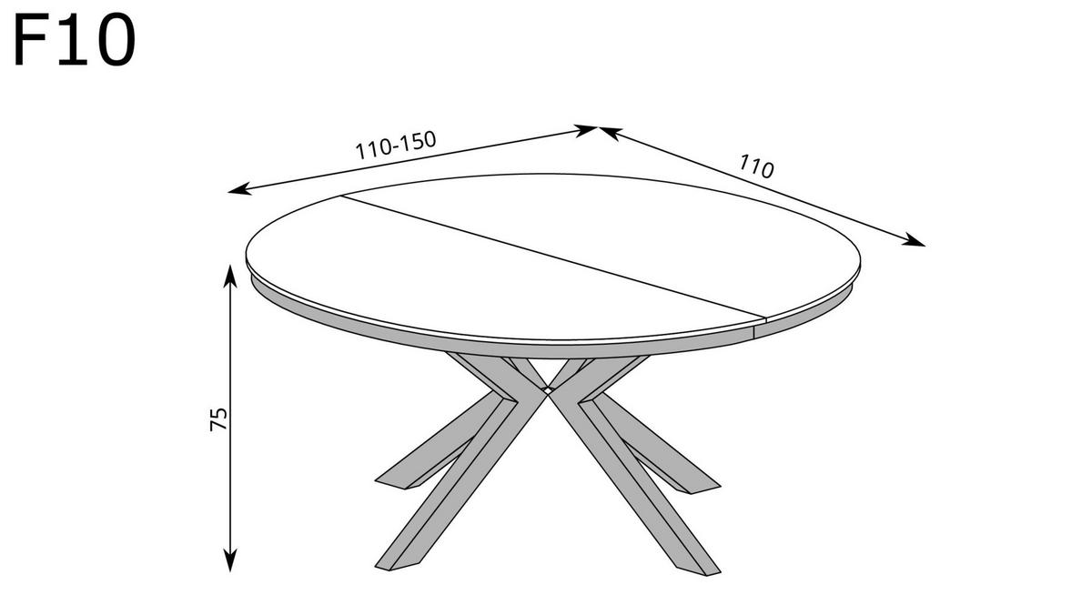 ESSTISCH Fonti F-10 New Karamell-Eiche ausziehbar - Eichefarben, Holzwerkstoff (150/110/75cm)