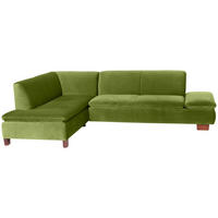 ECKSOFA mit Ottomane links Kaye Bezug Samtvelours Buche nussbaum dunkel / oliv - Grün, Kunststoff (190/270cm) - 58aufmkessel
