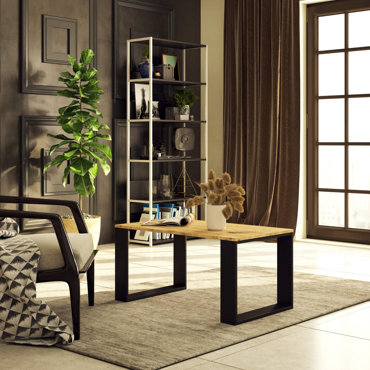 COUCHTISCH NOX Eiche Artisan-Schwarz, 92x53x45 cm - Schwarz/Eiche Artisan, Holz (53/92/45cm) - Milordbikes