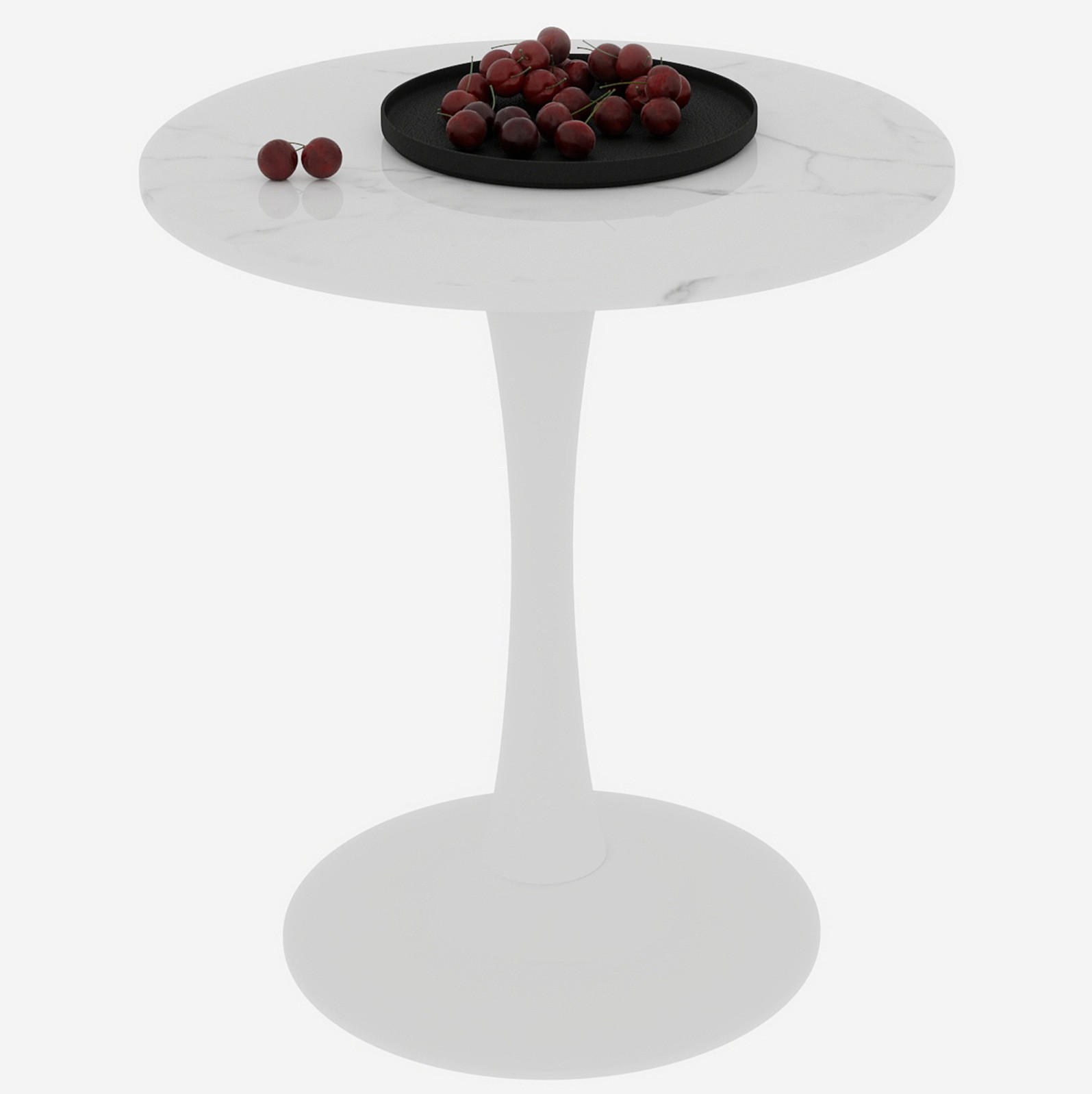 COUCHTISCH 70 cm in Weiß aus Kunstmarmor–rund und vielseitig - Weiß, Stein (70/70/72cm) - Flora Grace