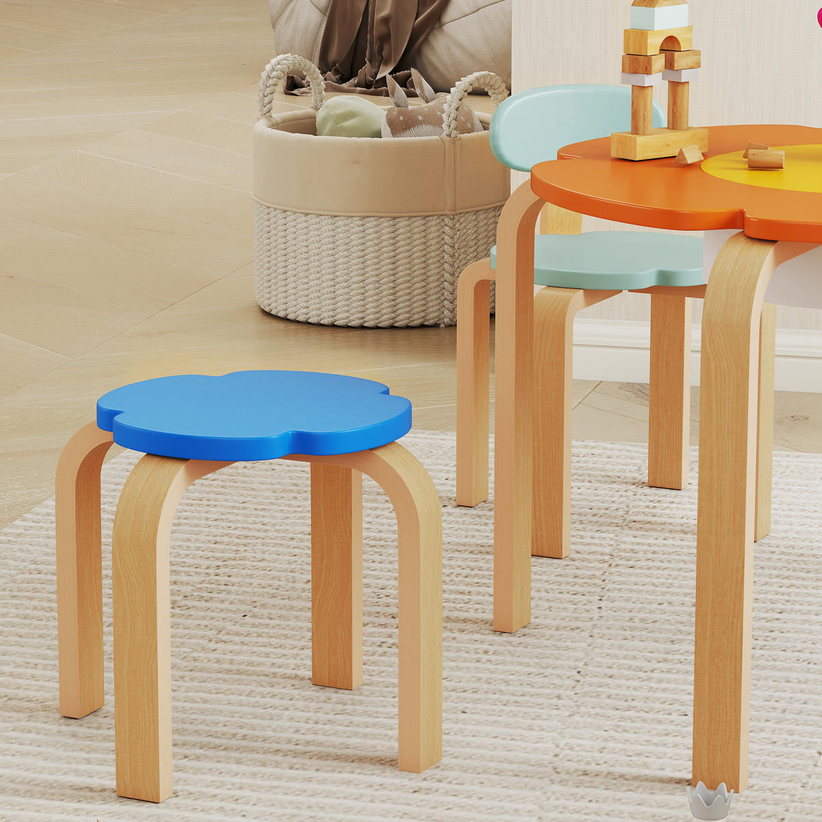 KINDERTISCH-SET 5-teiliges DE-10499 Bunt - Multicolor, Metall (69/45/69cm) - ComfortXL