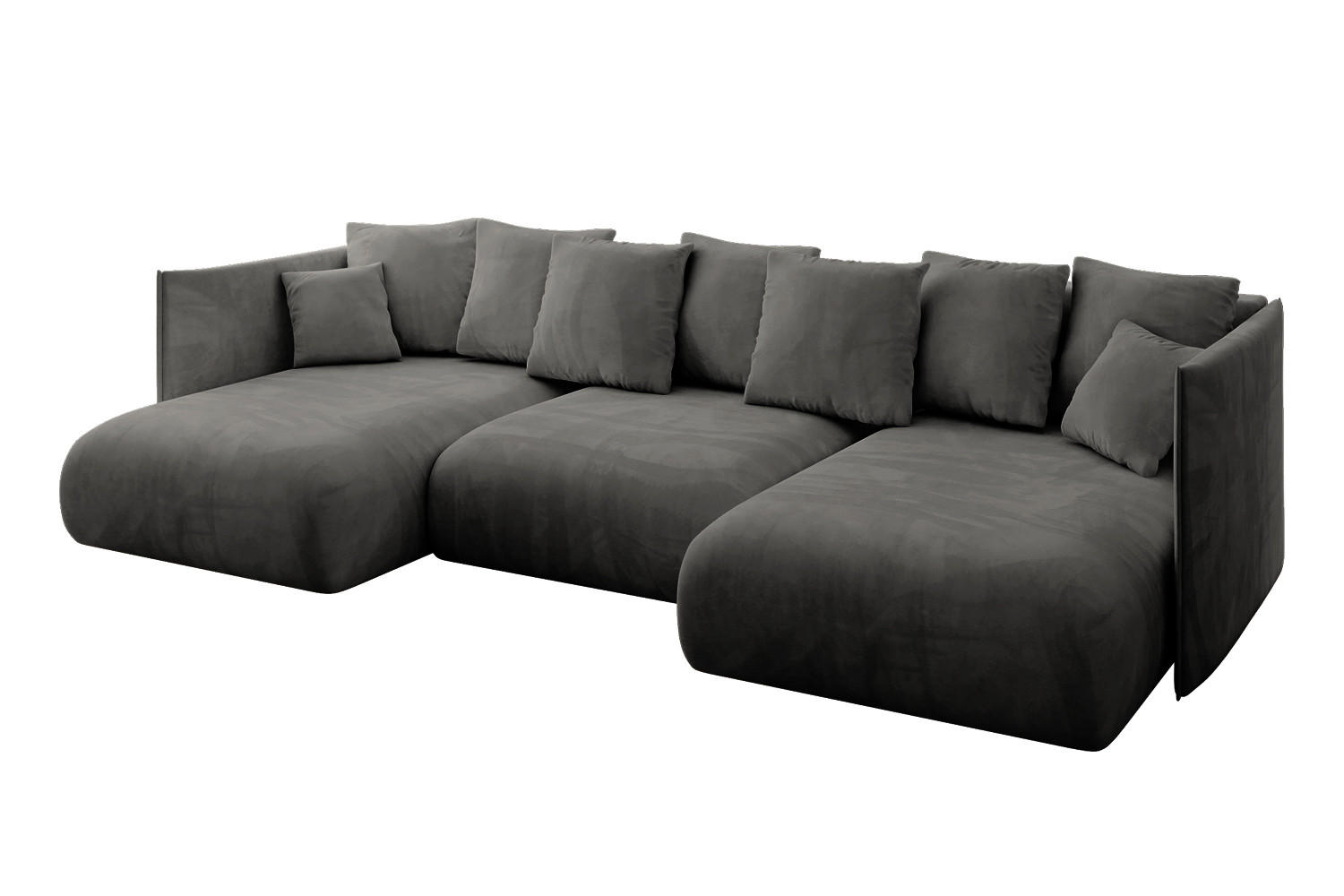 WOHNLANDSCHAFT mit Schlaffunktion und Bettkasten ONESK-U 304x165x40 Dunkelgrau Velours - Dunkelgrau, Holzwerkstoff/Kunststoff (304/90/165cm) - ALTDECOR