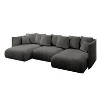 WOHNLANDSCHAFT mit Schlaffunktion und Bettkasten ONESK-U 304x165x40 Dunkelgrau Velours - Dunkelgrau, Holzwerkstoff/Kunststoff (304/90/165cm) - ALTDECOR