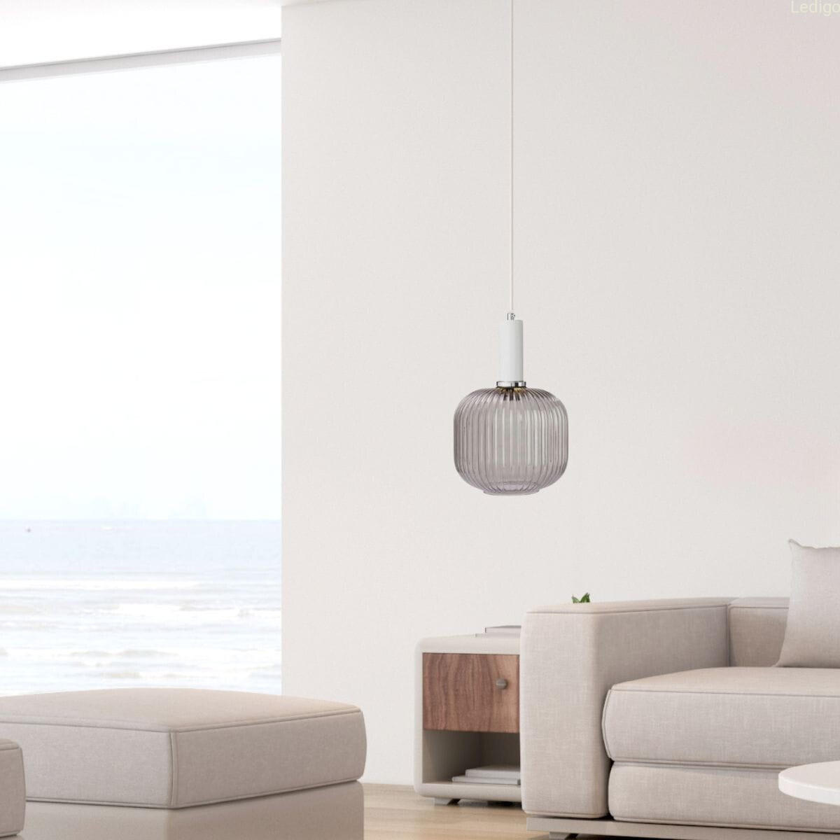 PENDELLEUCHTE Paris - Silberfarben/Hellgrau, Glas/Metall (30/30/125cm)