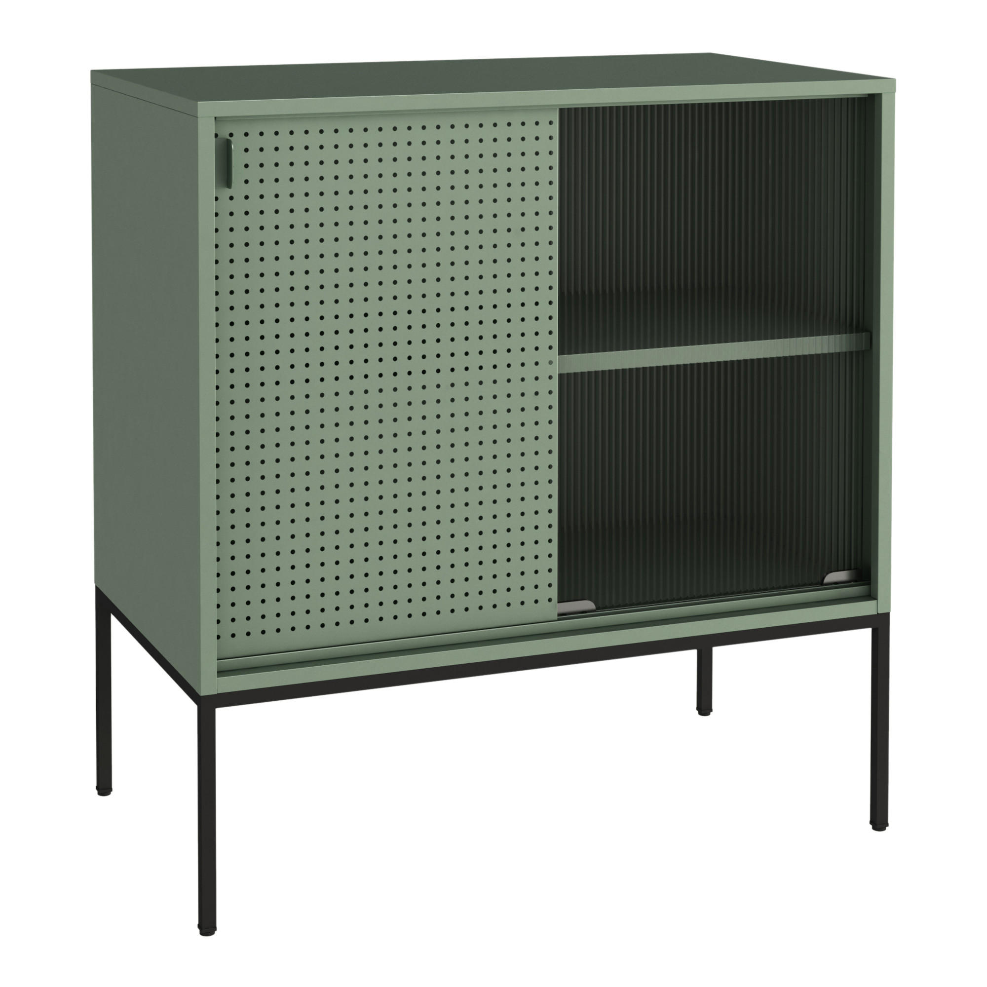 SIDEBOARD Eidsvoll - Schwarz/Grün, Metall (80/85/45cm) - [en.casa]