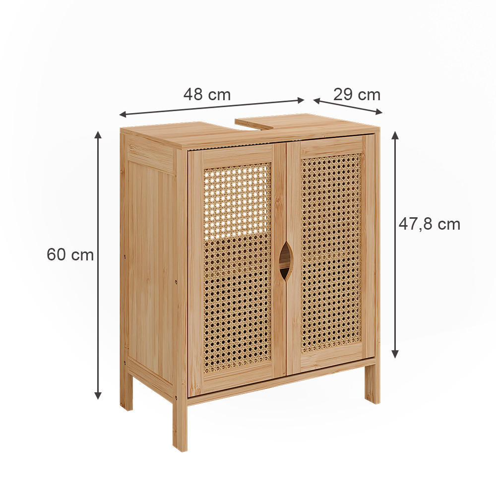 WASCHBECKENUNTERSCHRANK Liora Bambus 48 x 60 cm - Braun, Holzwerkstoff (48/60/29cm) - Vicco