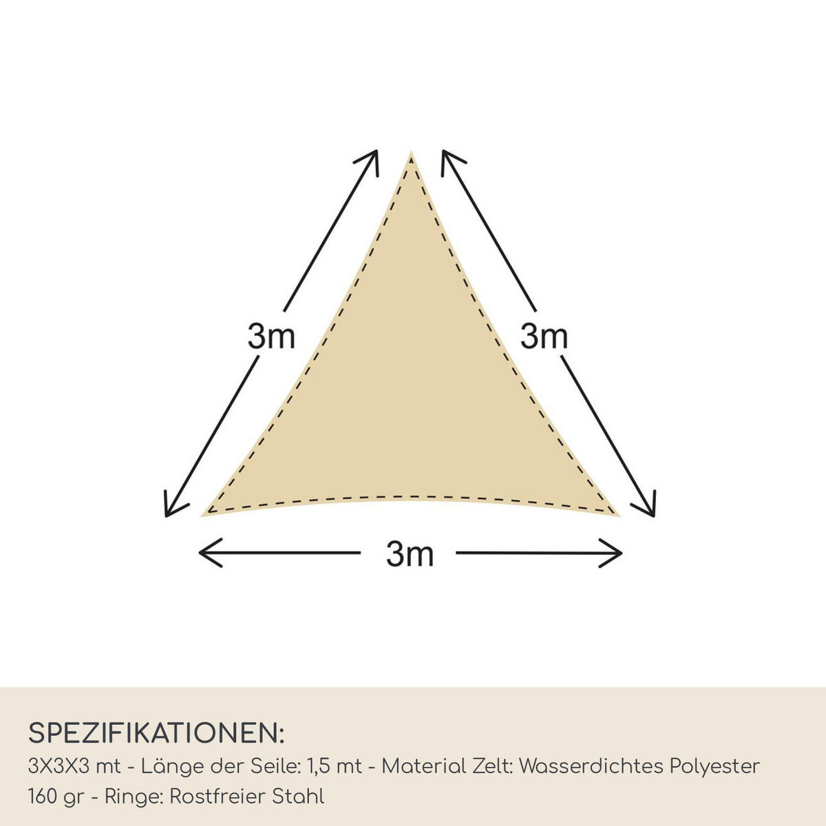 SONNENSEGEL Creme Weiß 300/300/1 cm - Weiß, Kunststoff (300/300cm) - Mobili Rebecca