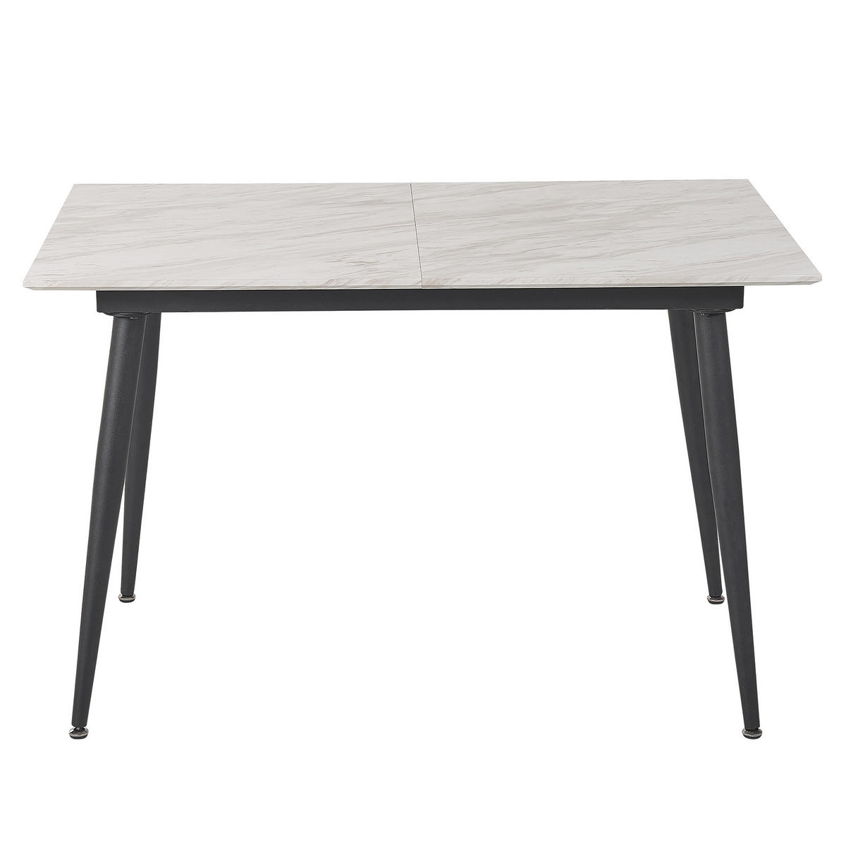 ESSTISCH 120-150/80/75 cm Weiß schwarz Rechteckig Eftalia - Weiß, Holzwerkstoff (150/80/75cm) - Beliani