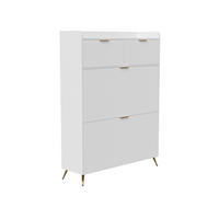 SCHUHSCHRANK 80x24x110 cm Schubladen Trennwände Metallbeine weiß - Weiß, Holz (80/110/24cm) - LEBENLANG