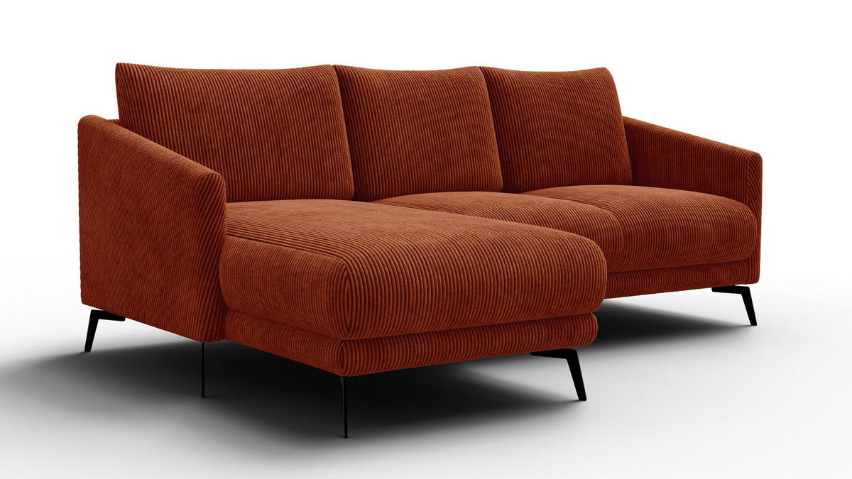 ECKSOFA VILT 3-Sitzer, orange - Schwarz/Orange, Holzwerkstoff/Textil (221/156cm) - Courtois Laville