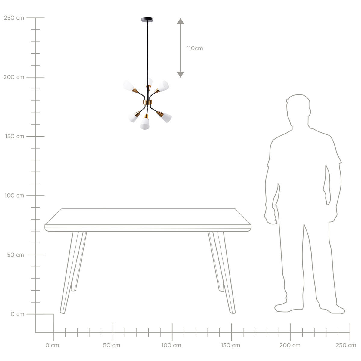 HÄNGELEUCHTE Aroyo 43/43/133 cm - Goldfarben, Glas (43/43/133cm) - Beliani