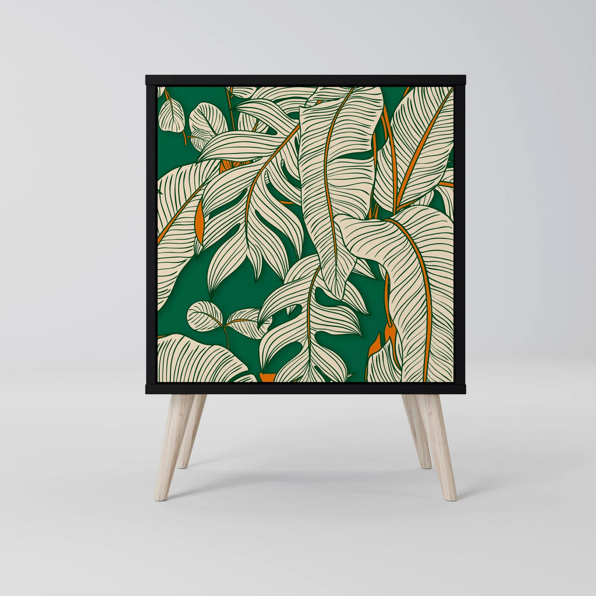 SIDEBOARD VERDANT PLEASURES, Schwarz, 57,5x42x67,5 cm, Schwarze Metall-Rahmenfüße - Multicolor/Schwarz, Holzwerkstoff/Metall (57.5/67.5/42cm) - SpaceRebels