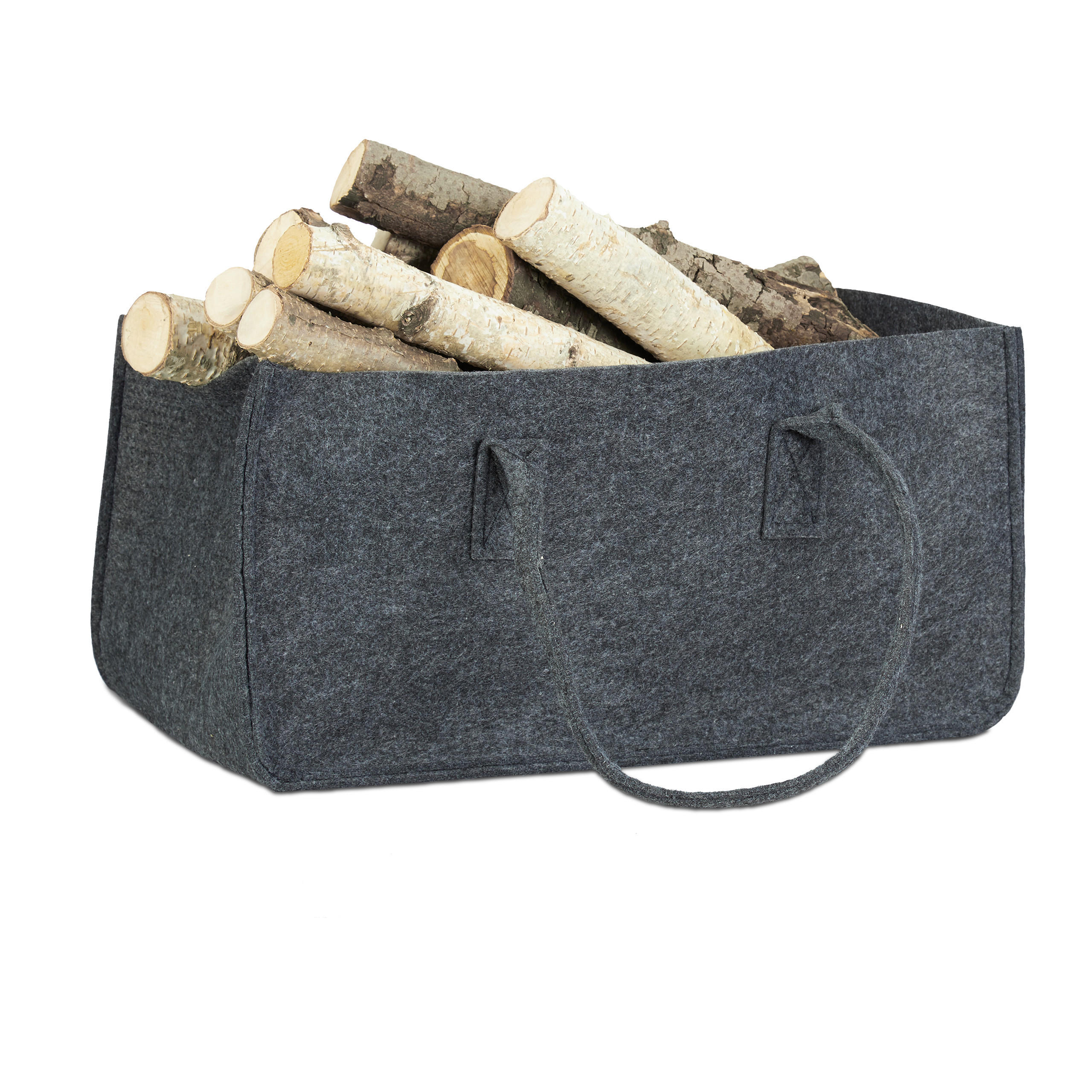KAMINHOLZTASCHE - Anthrazit, Textil (25/25/50cm) - Relaxdays
