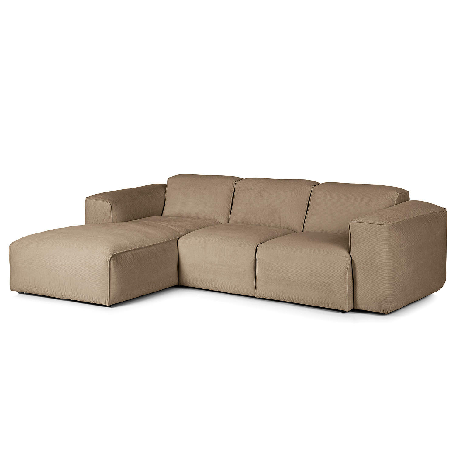 3-SITZER ECKSOFA mit Longchair - Taupe/Schwarz, Kunststoff/Textil (251/173cm) - home24