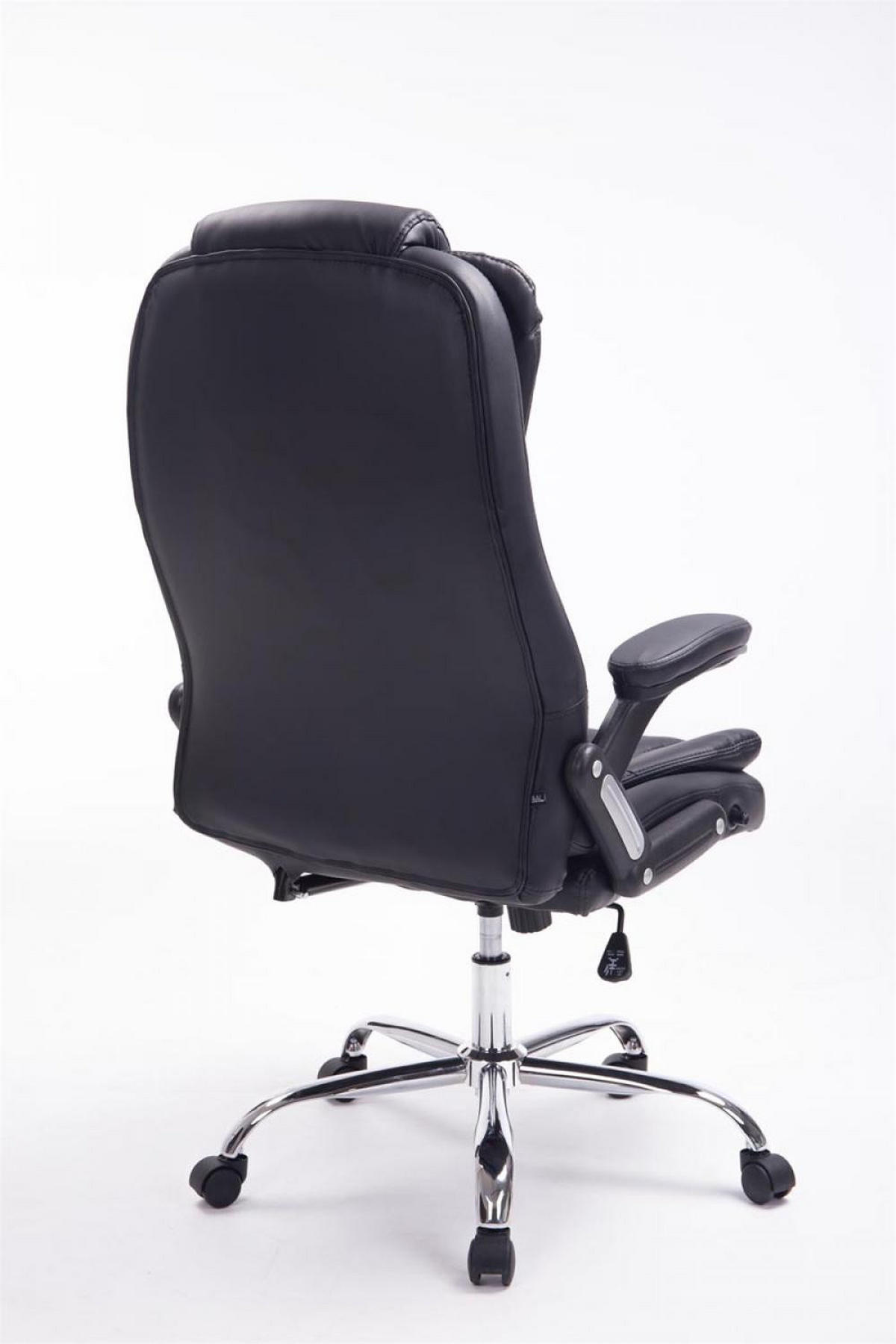 CHEFSESSEL Lederlook schwarz - Chromfarben/Schwarz, Textil/Metall (69.5/113/78cm) - CLP