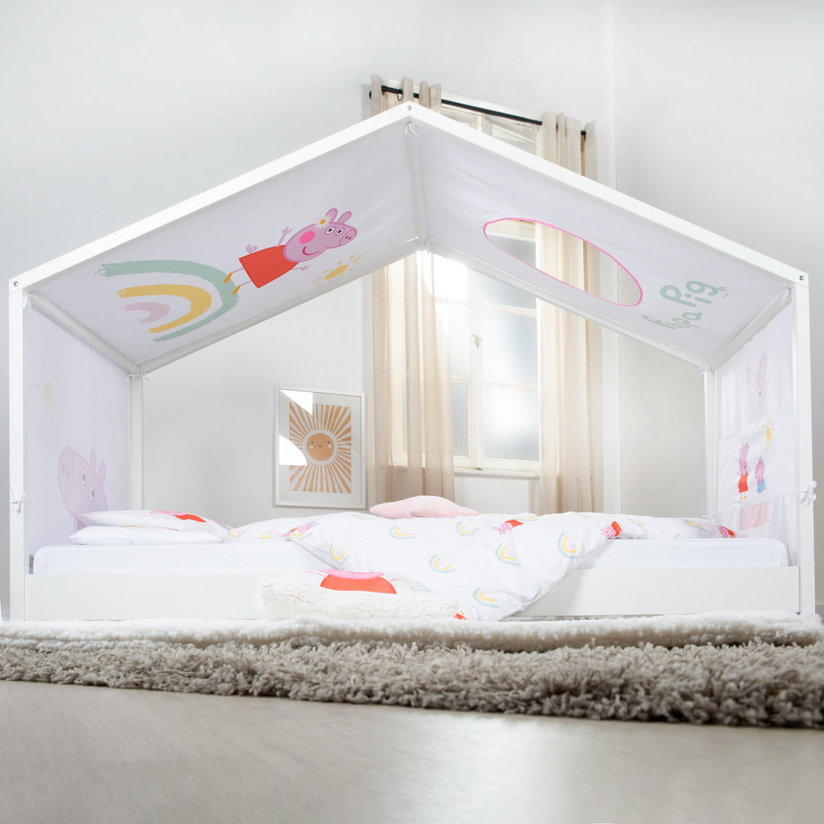 HAUSBETTBEZUG 90 x 200 cm Peppa Pig - Weiß, Kunststoff/Textil (90/200cm) - Roba